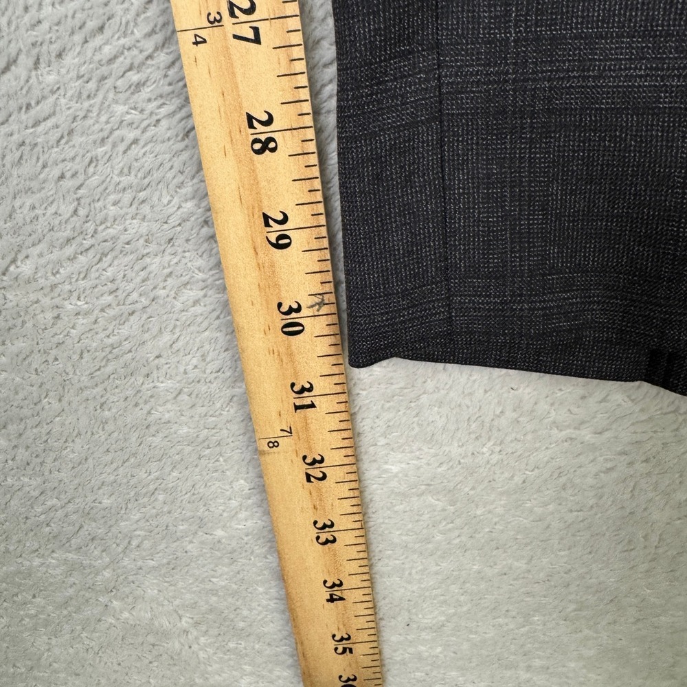 Banana Republic Mens 34x32 Suit Pants Charcoal Gray Plaid Flat Front Wool EUC - Picture 10 of 12
